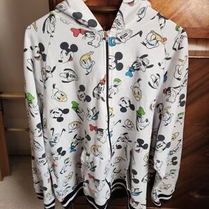 Disney White Hoodie with Black, Yellow, and Blue Accents